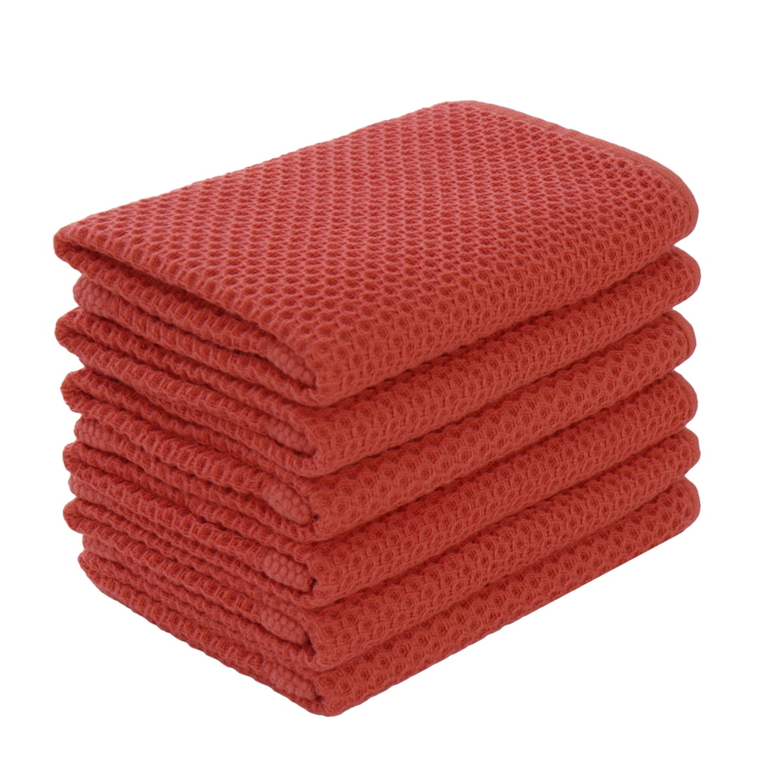 100 Cotton Absorbent Waffle Kitchen Dish Towels Cloths Set Red 13"x13