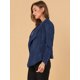 thumbnail image 4 of Chaqueta de gamuza sintética para mujer Cárdigan de outwear drapeado con solapa frontal abierta Azul real S, 4 of 6