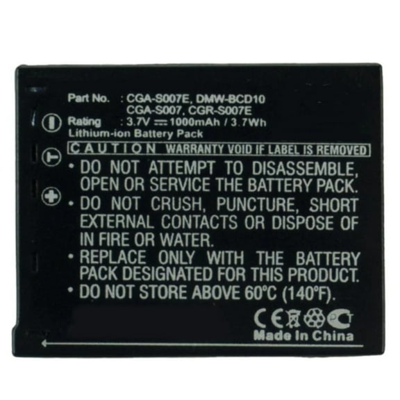 Batteries N Accessories BNA-WB-L9050 Digital Camera Battery - Li-ion, 3.7V, 1000mAh, Ultra High Capacity - Replacement for Panasonic CGA-S007 Battery