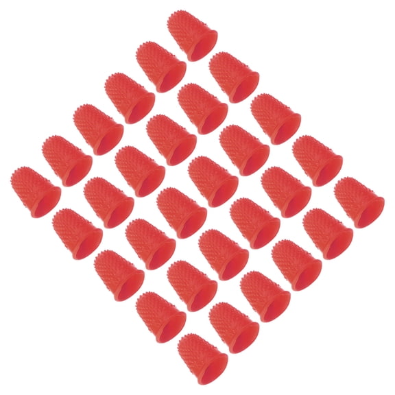 Uxcell Rubber Finger Tips, Pack Silicone Thumb Fingertip Protector Finger Cots Covers Guard Pads Thimble Grips for Office, Red 30pcs XS Size