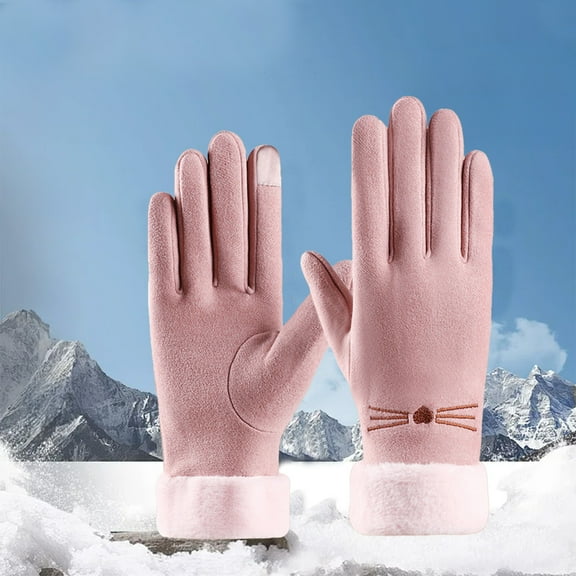 Nkmbld Winter Gloves for Men Women, Winter Warm Gloves and Touch Screen Velvet Padded Cycling Driving Winter Fashion Heating Gloves, Pink