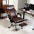thumbnail image 1 of HOMCOM Massage Office Chair, PU Leather Desk Chair w/Footrest, Brown, 1 of 9