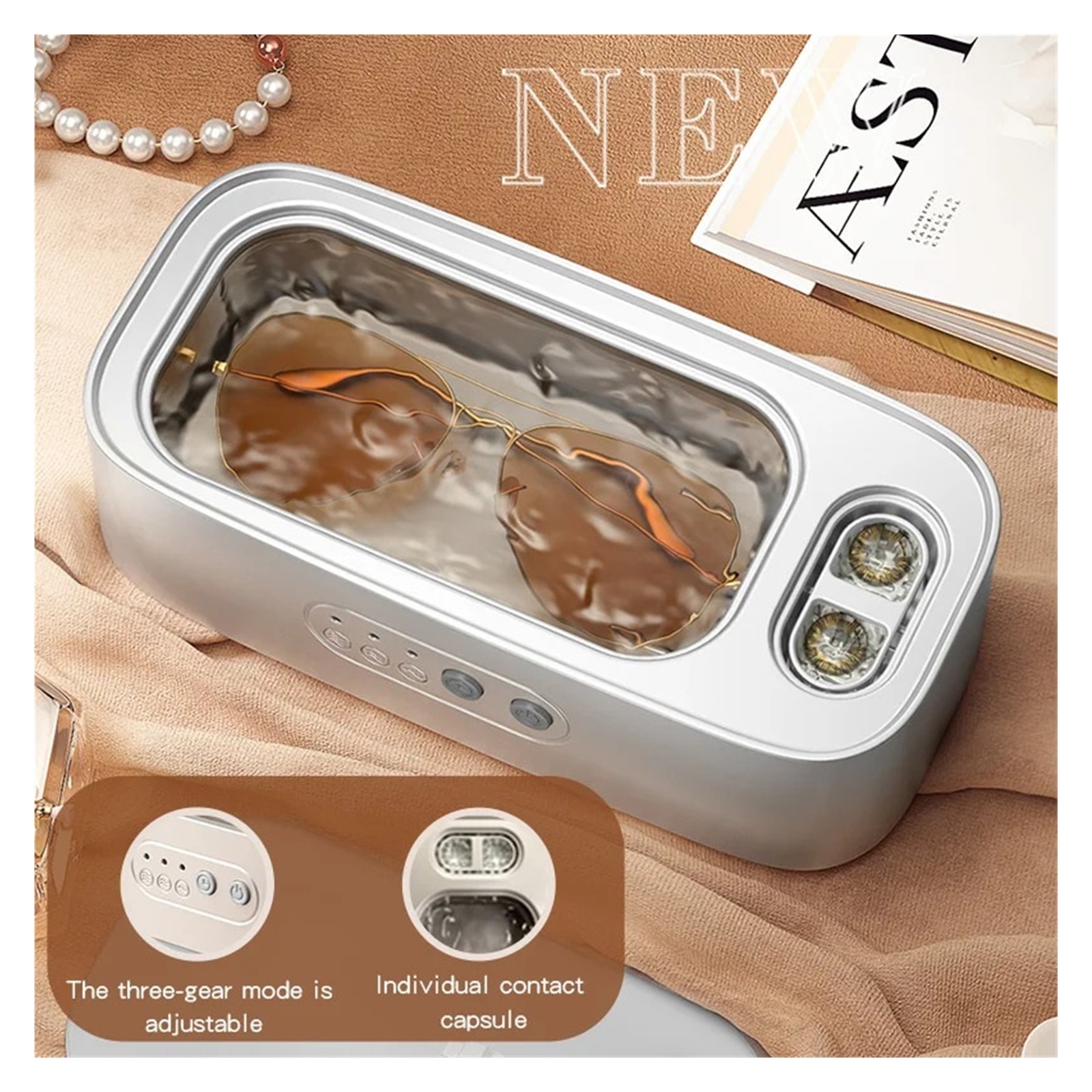 Ultrasonic Cleaning Machine High Frequency Cleaner Double Bin Vibration Cleaning Jewelry Household
