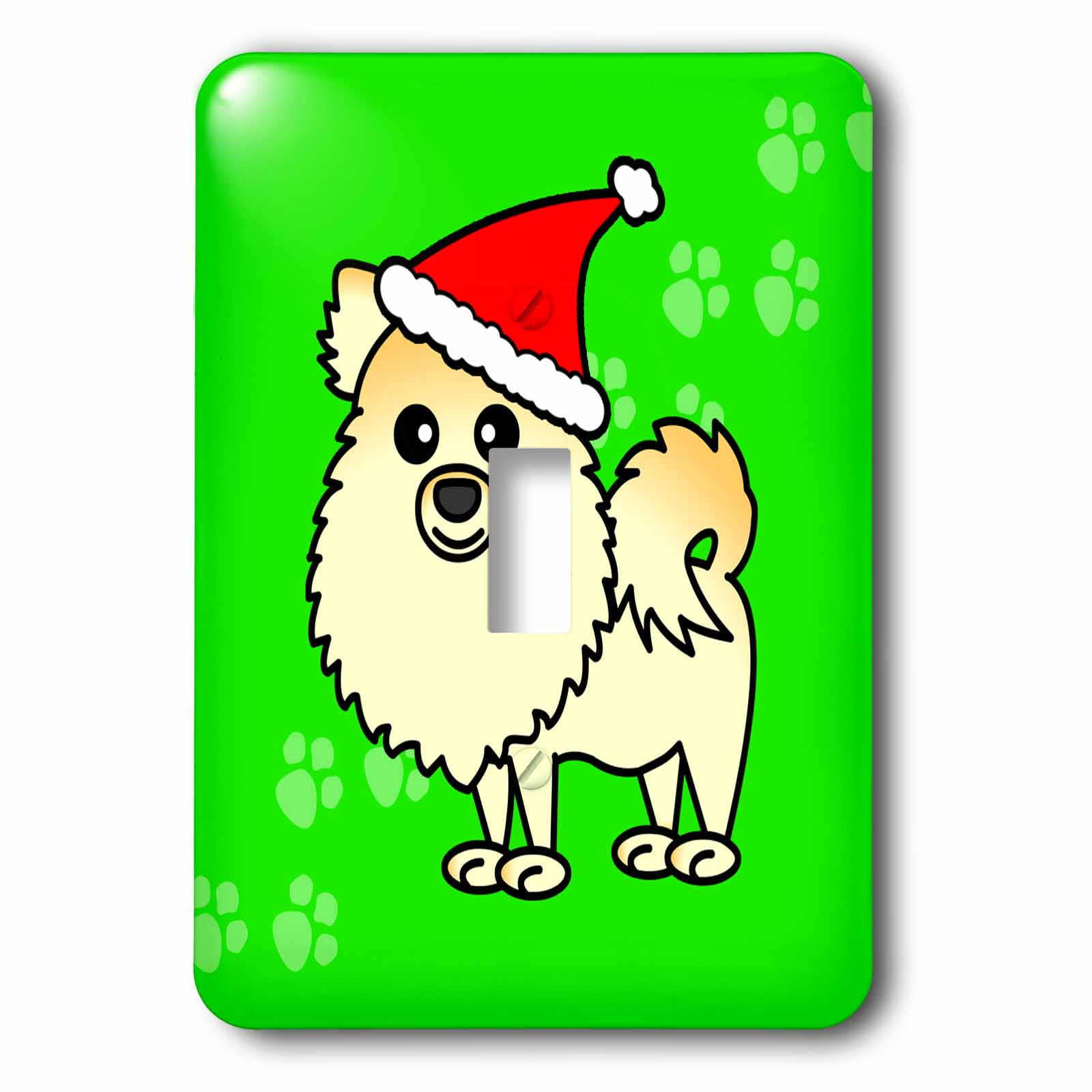 3dRose Lsp_10866_1 Cute Cream Pomeranian Green with Santa Hat Single Toggle Switch 3dRose Lsp_10866_1 Cute Cream Pomeranian Green with Santa Hat Single Toggle Switch