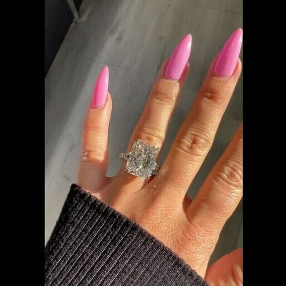 3Ct Radiant Lab-Created Diamond Solitaire Engagement Ring 14K White Gold Plated