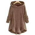 thumbnail image 2 of Womens Cardigan Plus Size Button Plush Tops Hooded Loose Cardigan Wool Coat Winter Jacket Navy Xl, 2 of 5
