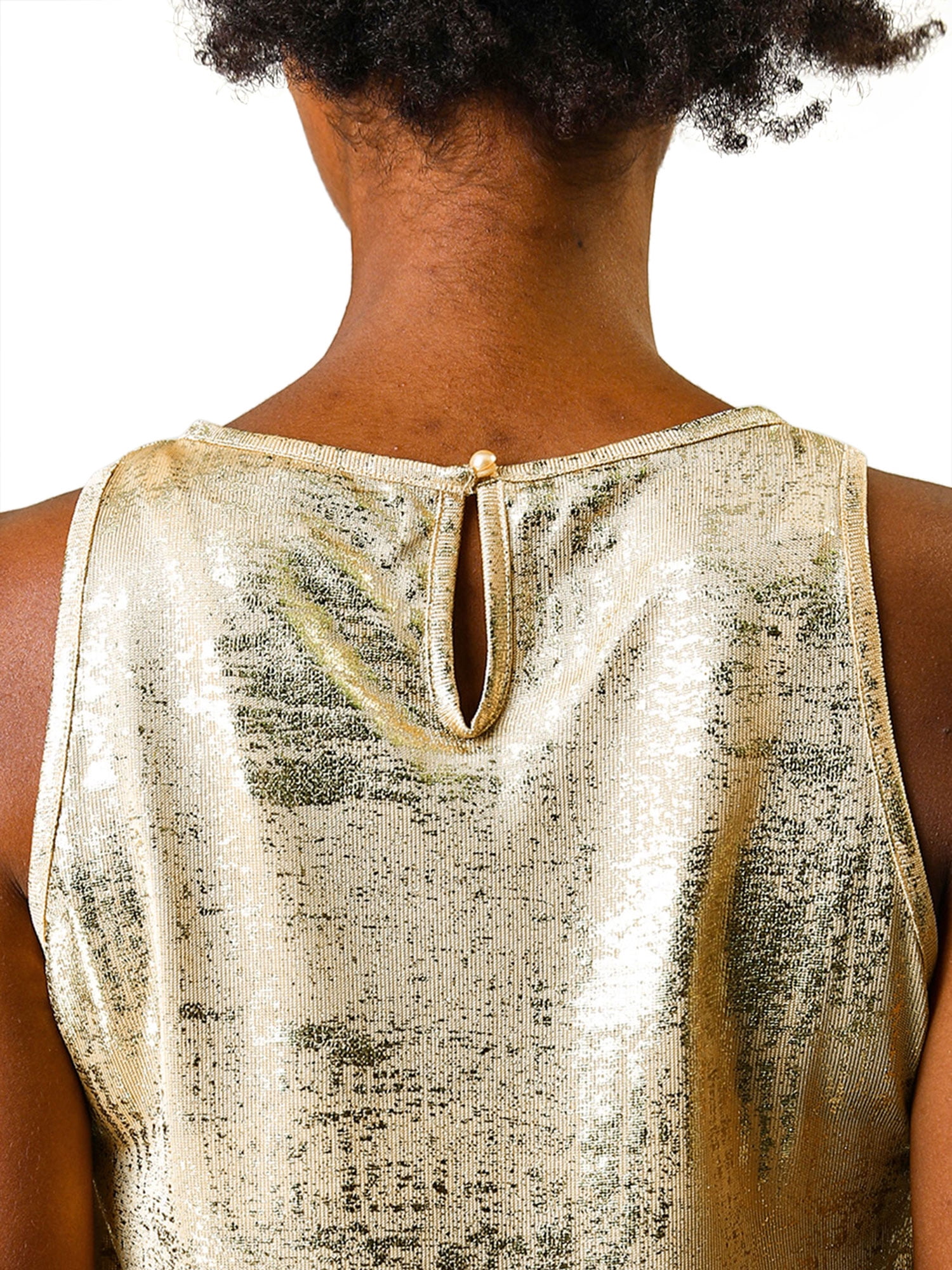 DARING DIVA Women's Metallic Sleeveless Tank Top S Gold