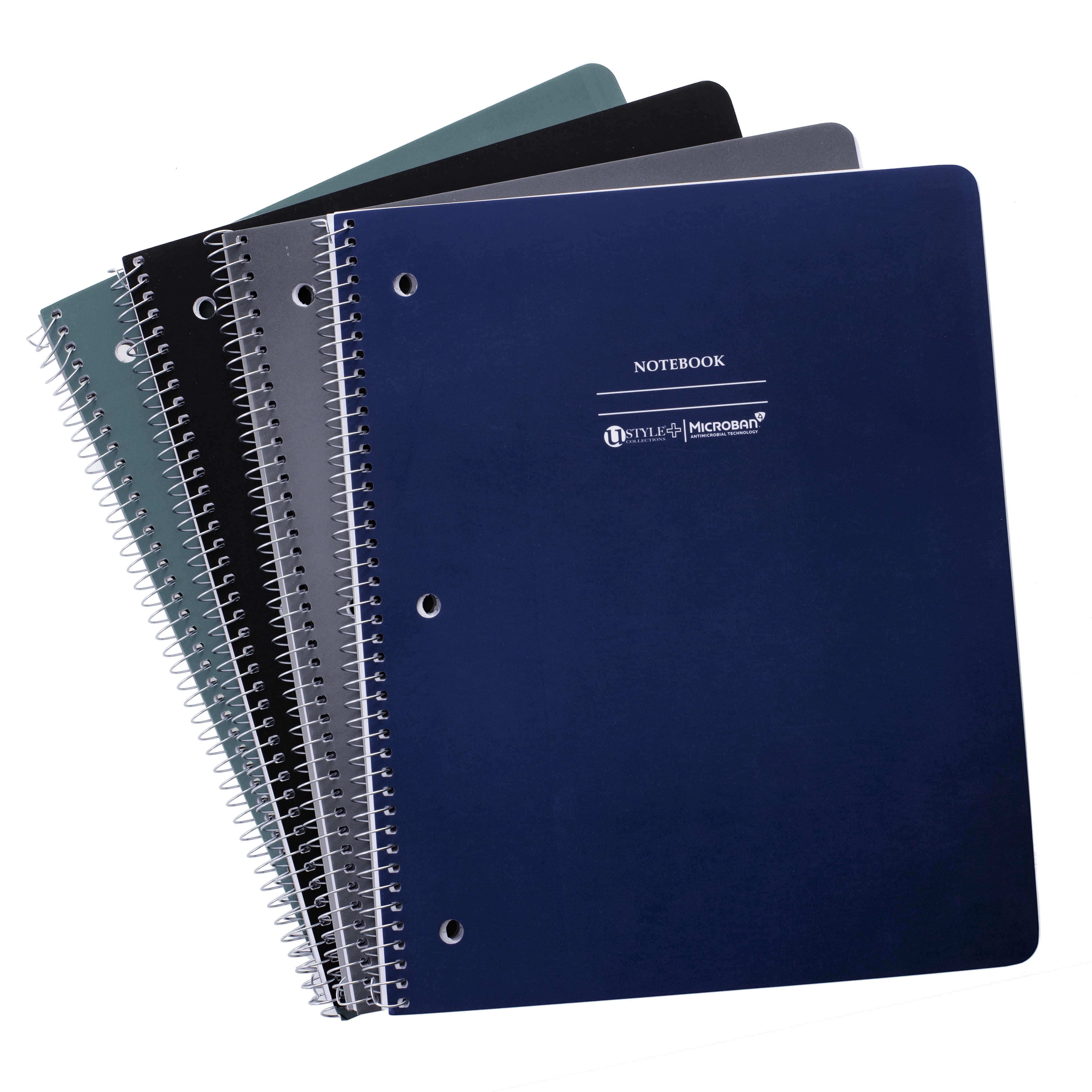 U Style Antimicrobial 1 Subject Notebook with Microban, 80 Sheets, College Ruled, 4 Pack