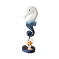 thumbnail image 1 of Adorno de caballito de mar con temática oceánica, decoración marina para el hogar, estatua de casa de playa de madera Azul oscuro, 1 of 9