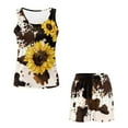 thumbnail image 4 of TSOVTHRID Brown Cow Sunflower Print Women's Pajama Sets Tank Top and Short Pants Sleepwear Sets Soft Sleeveless Lounge Set, Size S, 4 of 7