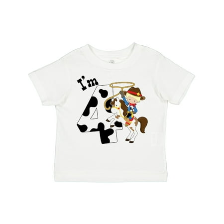 

Inktastic I m Four-cowboy Riding Horse Birthday Gift Toddler Boy Girl T-Shirt