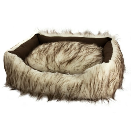 UPC: 0810369032600 | Duke and Darling Faux Fur White Pet Bed  Machine Washable  Slip Resistant  Safe Materials  Removable Cushion  Ultra Comfort – Ivory