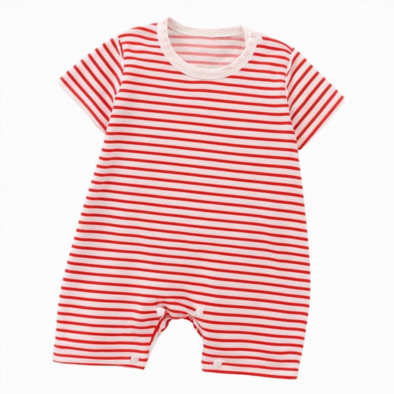 Linfrsh Child Baby Boys Girls Unisex Short Sleeve Bodysuit One-Piece Jumpsuit Infant Kids Cute Pajamas Sleepwear Loungewear for Spring Summer(Red,0-6 Months)