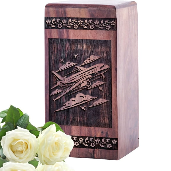 KARYLIZ Airplane Wooden Urn Wood - Urn - Wooden Urns For Human Ashes Adult Female - Large Urns For Human Ashes - Burial Urn For Ashes - Funeral Urns For Adult Ashes Women