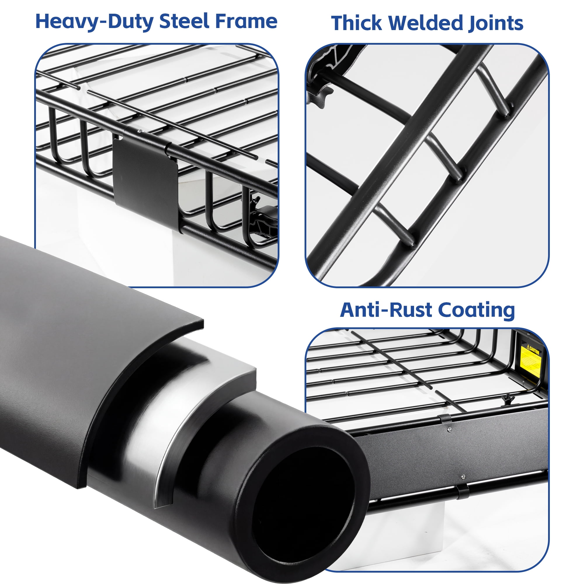 Roof Rack Basket Rooftop Steel Roof Rack, Cargo Carrier with 250 Lbs Capacity, Extension Black Car Top Luggage Holder 64"x 39" Universal for SUV/ Wagon / Seden