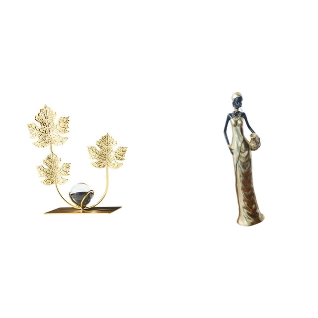 Estatua de figura,Estatuas de hojas y flores de metal,esculturas decorativas,Figura de escritorio,Figuras africanas de arte,artesanías,escritorio coleccionable,Estatua de mujer tribal,pieza de