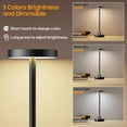 thumbnail image 2 of 2 Pack Cordless Table Lamps, Battery Operated LED Desk Lamp, 3-Color Stepless Dimming, Portable & Waterproof, for Restaurants, Bedrooms, Bars, Outdoor Parties, Camping, and Cafes (2Pack Black) C108, 2 of 3