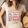 thumbnail image 4 of Nursing is a Work of Hearts Graphic T-Shirt for Women, Maroon, Size M, 4 of 6