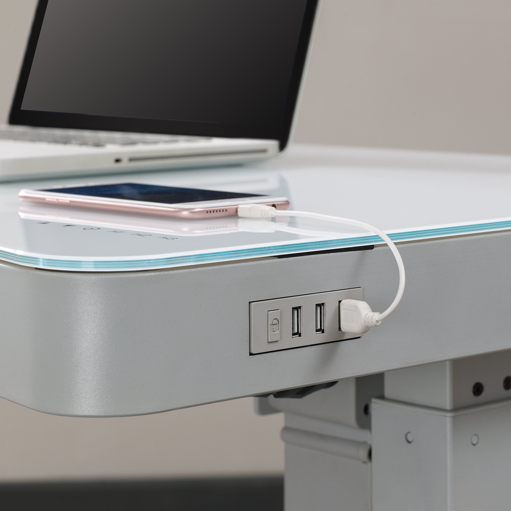 Twin Star Home 47" Ashford™ Adjustable Height Desk, Light Silver