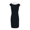 Catherine Malandrino Ruched Shoulders Boat Neck Gathered Side Solid Jersey Dress-BLACK / 12