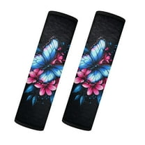 Uorisanigo Blue Gradient Butterfly Car Seat Belt Cover Flannel 2-Pack Universal Car Seat Belt Pads Cover Soft Comfort Compatible Seat belt Shoulder Pad for Car Interior Accessorie