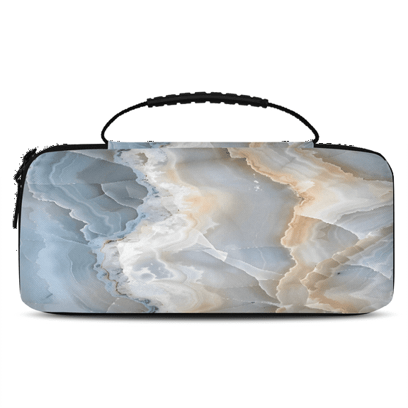 Herdesigns Marble Abstract White Carrying Case for Nintendo Switch OLED Model 2021 & Switch 2017 with 20 Game Card Slots, Portable Travel Carry Case for Accessories and Console