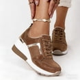 thumbnail image 2 of Junboys Womens Fashion Platform Casual Sneakers - Wedge Lace-Up Tennis Shoes for Comfort Daily Style,Brown 38, 2 of 4