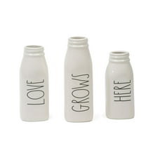Rae Dunn Ceramic Milk Bottle/Vase Set of 3 Love Grows HERE