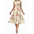 thumbnail image 4 of Women'S Summer Floral Mid-Length Dress Ruffle Sleeve Smocked Sundress Flowy Wedding Guest Dresses Flower M, 4 of 9