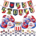 thumbnail image 1 of Decoraciones para fiestas temáticas del Día de la Independencia de EE. UU., globos con banderas, adornos para pasteles y decoraciones para el Día Nacional, 1 of 5