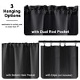 thumbnail image 6 of OVZME Bethany 2 Panels Small Cafe Curtains 30 Inch Length, Faux Linen Textured Half Window Curtains for Kitchen Bathroom Farmhouse Country, Light Filtering Black Short Curtains, Each 30"Wx30"L BLACK, 6 of 7