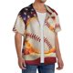 thumbnail image 2 of Fotbe Baseball Ball With Flag Camisa Estampada de Manga Corta para Hombre, Casual de Verano, Estilo Playero, Sin Arrugas-4X-Large, 2 of 5