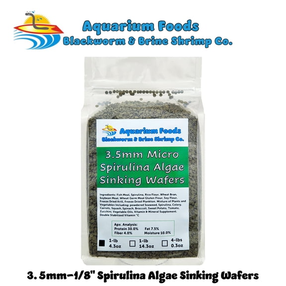 3.5mm - 1/8" Sinking Wafers of Algae, Spirulina, Veggies, All Fish, African Cichlids, Shrimp, Snails, Crabs, Catfish, Plecos - 1-lb 4.3oz Clear Bag