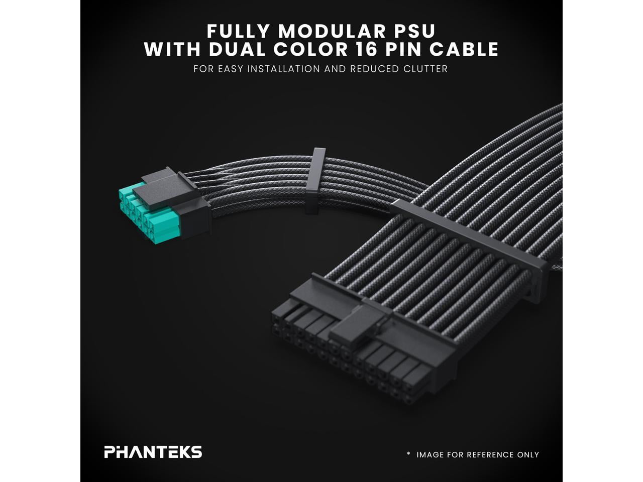Phanteks AMP GH 1000W Platinum Power Supply, ATX 3.1 and PCIe 5.1 Platform, Fully Modular Individual Cables, Silent Fanless mode, Black.