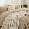 thumbnail image 4 of Twin Comforter Set 4 Pieces - Bed in a Bag with Throw Blanket and Decorative Pillow, Lightweight Bedding Comforter Sets, All Season Bedding Sets (Khaki, 68" x 88"), 4 of 15