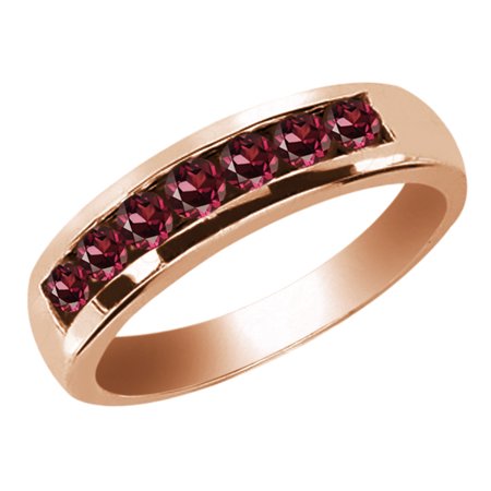 Gem Stone King 0 84 Ct Round Red Vs Rhodolite Garnet 18k Rose Gold 0 84 Ct Round Red Vs Rhodolite Garnet 18k Rose Gold Men S Wedding Band Ring