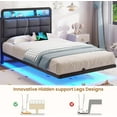 thumbnail image 5 of Floating Bed Frame Twin Size with LED Lights and Charging Station, Twin Platform Bed Frame with Headboard, Rustic Upholstered Beds for Bedroom, No Box Spring Needed, Gray, 5 of 9
