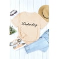 thumbnail image 3 of ABPHQTO Camiseta estampada con cuello redondo y estampado de letras de otoño naranja para mujer, 3 of 5