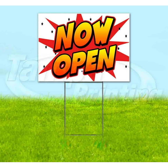 Wbg Now Open (18" x 24") Yard Sign, Includes Metal Step Stake