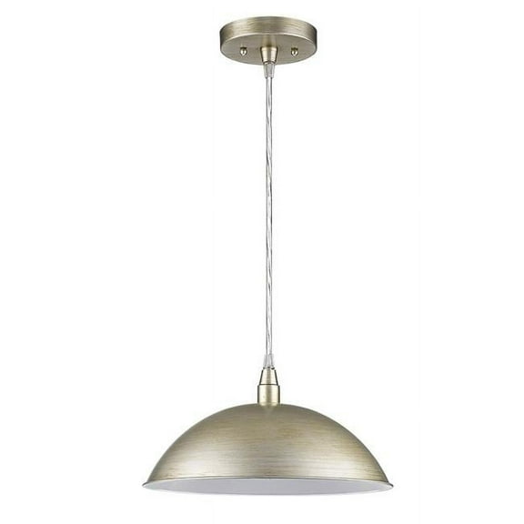 5.5 x 12 x 12 in. Layla 1-Light Washed Gold Bowl Pendant with Gloss White Interior Shade