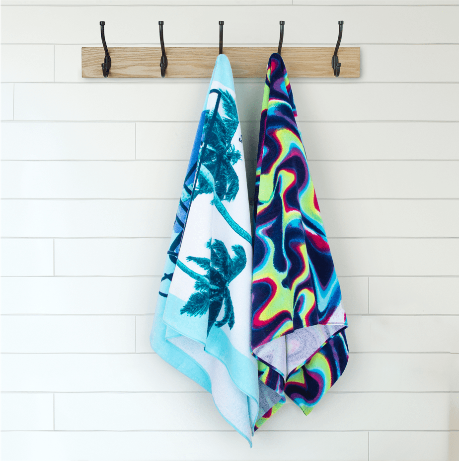 Justice Sunny Vibes & Blue Marbled 2-Pack Beach Towel Bundle, 64" x 34", 100% Cotton, Blue