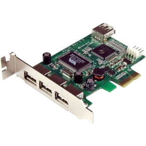StarTech.com 4 Port PCI Express Low Profile High Speed USB Card - 3 x 4-pin Type A Female USB 2.0 USB External CARD