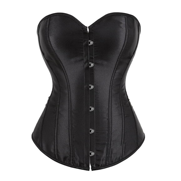 Corset Tops for Women, Women's Sleeveless Bustier Corset Tops, Plus Size Satin Shapewear Waist Cinchers, Solid Waist Corsets Trainer Hook and Eye Closure Overbust Bustiers Black