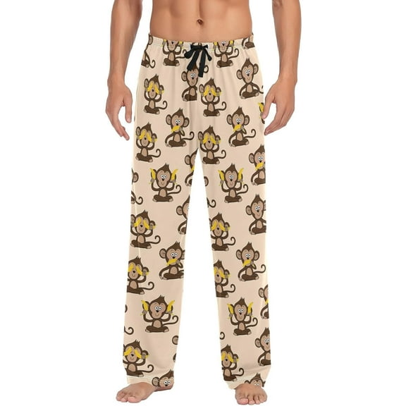 SKQIT Men's Pajama Pants Soft Comfy Sleep Lounge Pants Funny Cartoon Monkey Pjs Bottoms with Pockets