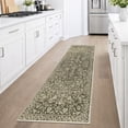 thumbnail image 2 of GLATTICE Runner Rug 2x6 Non Slips Rug Runner Super Soft Kitchen Runner Rug Printed Faux Wool Floral Thin Blue Rugs for Hallway Entryway Laundry Room Bedroom, Taupe Brown, 2 of 6