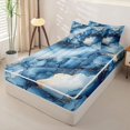 thumbnail image 2 of Homewish Blue Marble Zipper Twin Comforter Sets with Fitted Sheet and 2 Pillowcases,Gold Metallic Zipper Bedding Set,Light gray Reversible,4 Pieces, 2 of 7