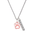 thumbnail image 1 of Delight Jewelry Acrylic Small Paw Light Pink Silvertone Always My Mother Bar Charm Necklace, 23", 1 of 4