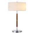 thumbnail image 3 of Henn&Hart 14" Rustic Oak/Polished Nickel Finish Metal/Fabric Table Lamp, 3 of 9