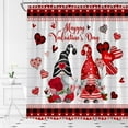 thumbnail image 3 of Valentine''s Day Gnomes Shower Curtain Lover Heart Sweet Romantic Red Rose Buffalo Plaid Happy Valentines Rustic Farmhouse Fabric Bathroom Curtain Set with Hooks(70" WX70 H), 3 of 4