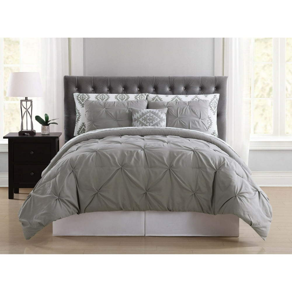 Pueblo Pleated Grey Twin XL Bed in a Bag